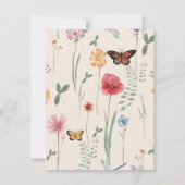 シンプルピンクイエローお洒落ワイルドフラワー結婚ズ サンキューカード (裏面)