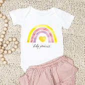シンプルピンクイエローレインボー生まれたばかりのガール ベビーボディスーツ