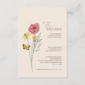 シンプルピンクイエローワイルドフラワー結婚ズ詳細 エンクロージャーカード (正面)