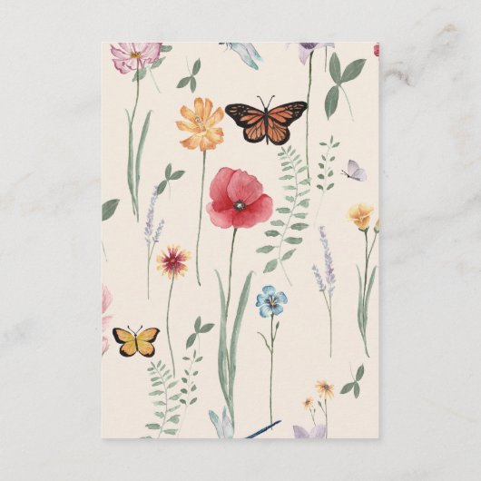 シンプルピンクイエローワイルドフラワー結婚ズ詳細 エンクロージャーカード (裏面)