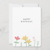 シンプルピンクイエローワイルドフラワー誕生日カード シーズンカード (正面)