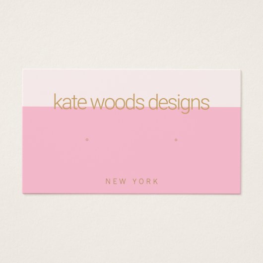 シンプルピンクイヤリングジュエリー表示カード (正面)