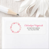 シンプルピンクウォーターハート差出人住所 ラベル (インサイチュ)