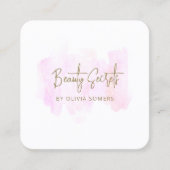 シンプルピンクウォーター美しい スクエア名刺 (正面)