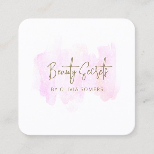 シンプルピンクウォーター美しい スクエア名刺 (正面)