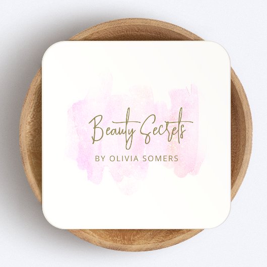 シンプルピンクウォーター美しい スクエア名刺