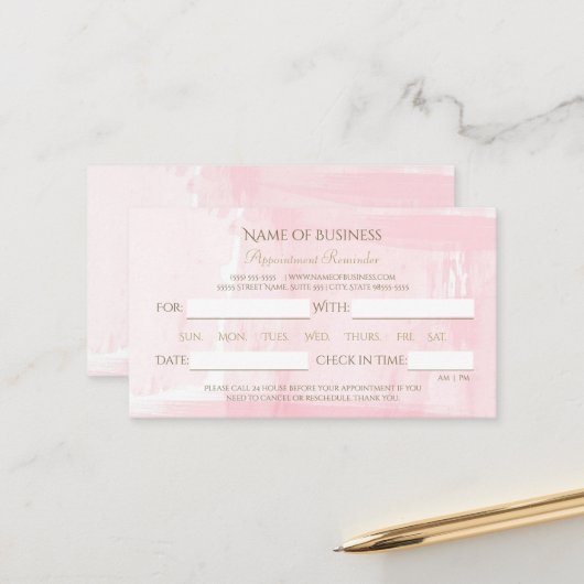 シンプルピンクウォーター色スエレガントクリプトアポイントメント 予約カード (正面/裏面インサイチュ)