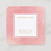 シンプルピンクウォーター色モダンインテリア スクエア名刺 (裏面)