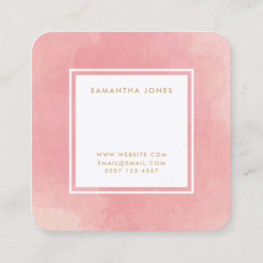 シンプルピンクウォーター色モダンインテリア スクエア名刺 (裏面)