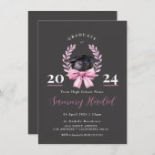 シンプルピンクエステティック卒業パーティー招待状 招待状 (正面/裏面)