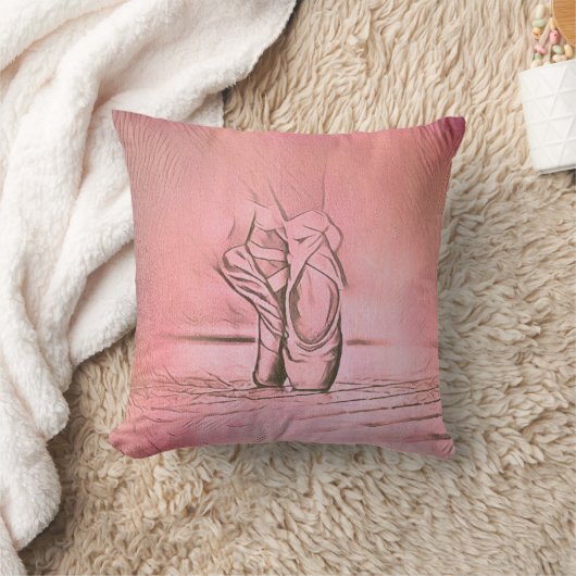 シンプルピンクエレガントバレエシューズオンポイント クッション (ブランケット)