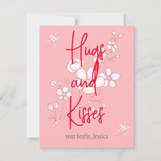 シンプルピンクエレガントバレンタイン、Sweet for Friends ノートカード (正面)