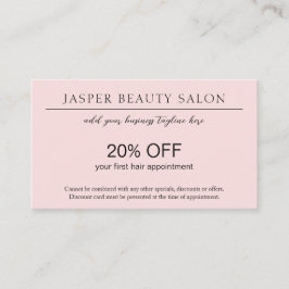 シンプルピンクエレガントプロフェッショナルQRコードモダン 割引カード