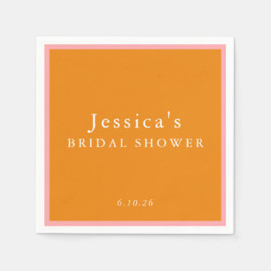 シンプルピンクオレンジカスタムヴィンテージブライダルシャワー スタンダードカクテルナプキン
