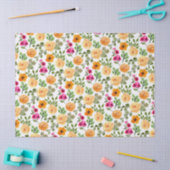 シンプルピンクオレンジフローラ誕生日パーティー 薄葉紙 (クラフト)