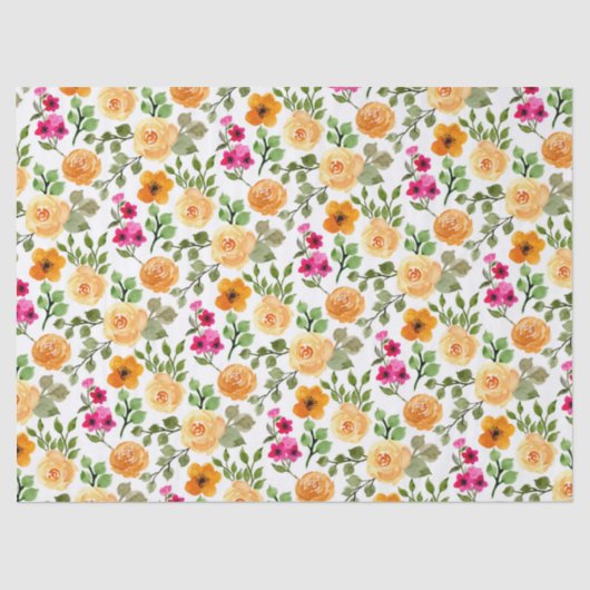 シンプルピンクオレンジフローラ誕生日パーティー 薄葉紙 (正面)