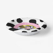 シンプルピンクカウープリントファームガール誕生日写真 ペーパーボウル (傾斜あり)
