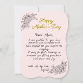 シンプルピンクカスタムの文字マザーズデイカード ノートカード (正面)