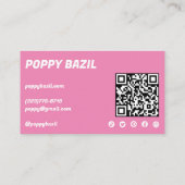 シンプルピンクカーブオーダーありがとうソーシャルQRコード 名刺 (裏面)