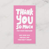 シンプルピンクカーブオーダーありがとうソーシャルQRコード 名刺 (正面)