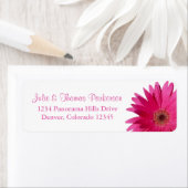 シンプルピンクガーベラ結婚デイジー差出人住所 ラベル (インサイチュ)