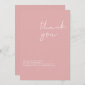 シンプルピンクガール赤ちゃんシャワーサンキューカード 招待状 (正面/裏面)