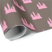 シンプルピンクキャッスルパターン誕生日 ラッピングペーパー (ロールコーナー)