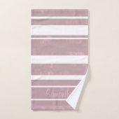 シンプルピンクグレイストライプのマロー バスタオルセット (ハンドタオル)