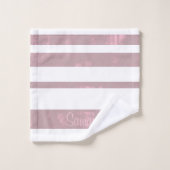 シンプルピンクグレイストライプのマロー バスタオルセット (ウォッシュタオル)