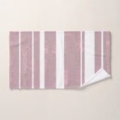 シンプルピンクグレイストライプのマロー バスタオルセット (ハンドタオル)