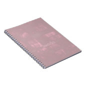 シンプルピンクグレイ抽象芸術お名前 ノートブック (右側)