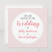 シンプルピンクグレー&ホワイトウェディングデー 招待状 (正面/裏面)