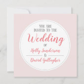 シンプルピンクグレー&ホワイトウェディングデー 招待状 (正面)