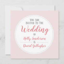 シンプルピンクグレー&ホワイトウェディングデー 招待状