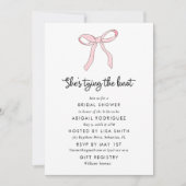 シンプルピンクコケットボウブライダルシャワー 招待状 (正面)