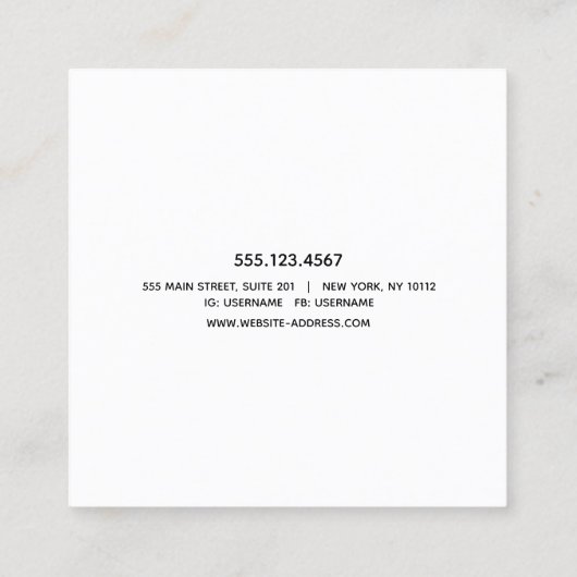 シンプルピンクシグネチャースクリプトスクウェア スクエア名刺 (裏面)