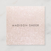 シンプルピンクシャンパングリッター美しいスタイリスト スクエア名刺 (正面)