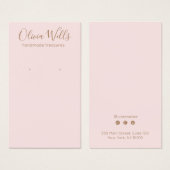 シンプルピンクスクリプトイヤリングディスプレイカード (正面&裏面)