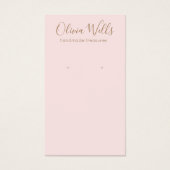 シンプルピンクスクリプトイヤリングディスプレイカード (正面)