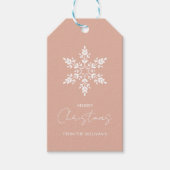 シンプルピンクスノーフレーククリスマス ギフトタグ (正面)