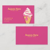 シンプルピンクスプリンクルズアイスクリームコーンつや消し 名刺 (正面/裏面)
