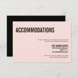 シンプルピンクタイポグラフィ結婚宿泊施設 エンクロージャーカード