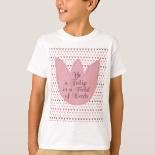 シンプルピンクチューリップパターン Tシャツ