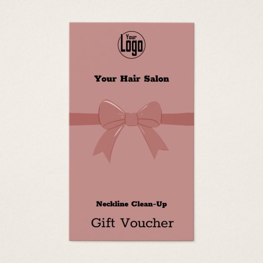 シンプルピンクネックラインクリーンアップ伝票カード (正面)