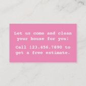 シンプルピンクハウスクリーニング 名刺 (裏面)