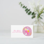 シンプルピンクハウス清掃サービス 名刺 (スタンド正面)