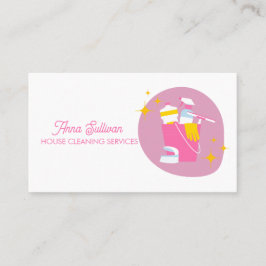 シンプルピンクハウス清掃サービス 名刺