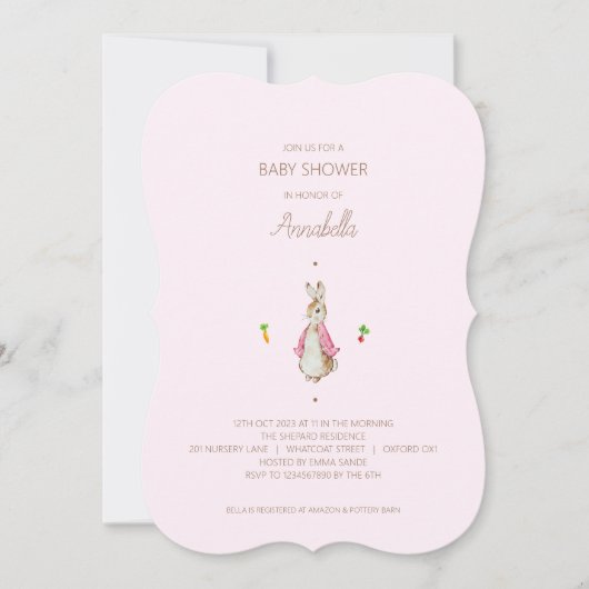 シンプルピンクピーター・ザ・ラビット 招待状 (正面)