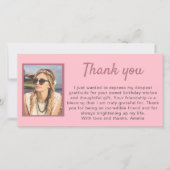 シンプルピンクフォト誕生日 サンキューカード (正面)