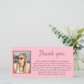 シンプルピンクフォト誕生日 サンキューカード (スタンド正面)